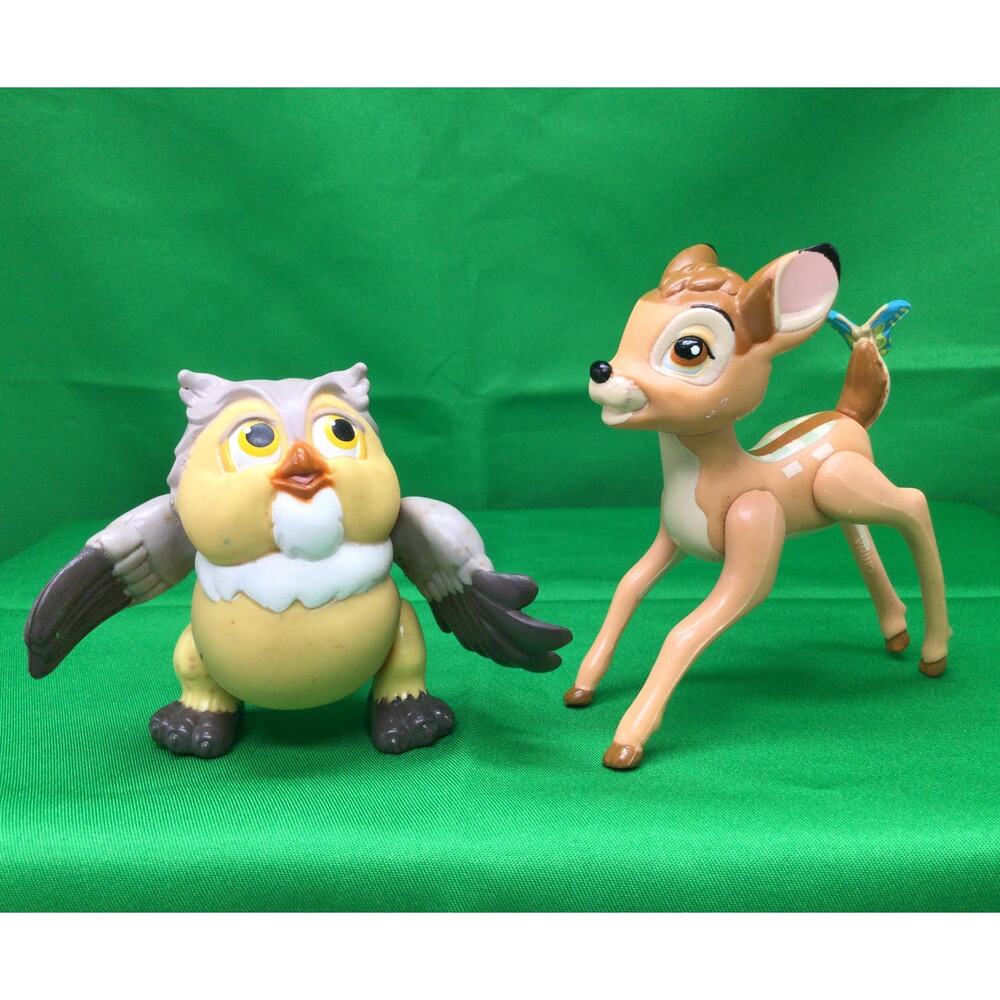 Vintage 1988 Bambi and Owl Fast Food Toys Set of 2